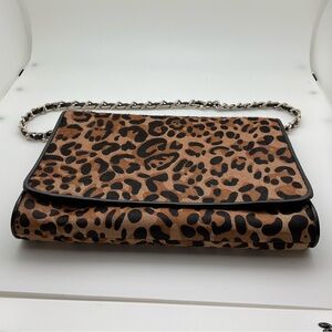 Guess by Marciano Calf Hair Leopard Print Shoulder Bag Clutch